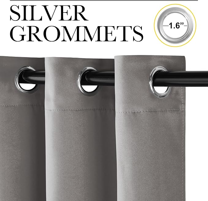 NICETOWN Chrome Gray Blackout Curtains 84 inches Long - Image 2