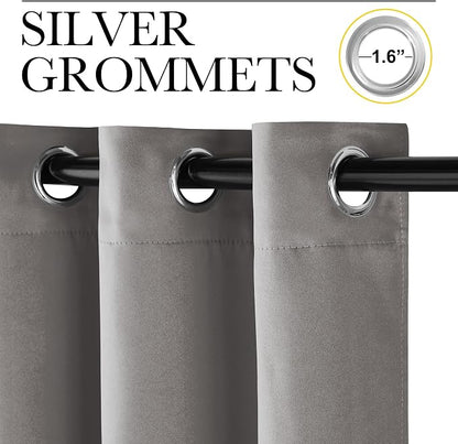 NICETOWN Chrome Gray Blackout Curtains 84 inches Long - Image 2