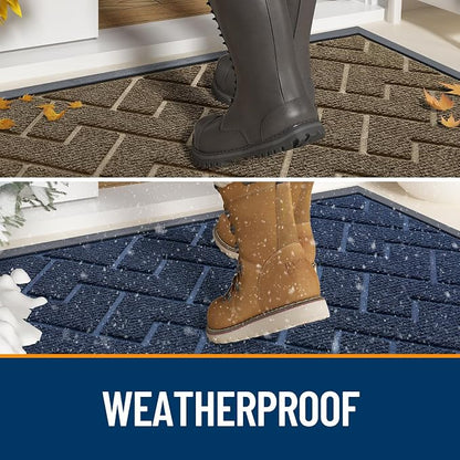 OLANLY Front Door Mat Outside 59x23, All-Season Absorbent Rubber Doormat | Grey - Image 3