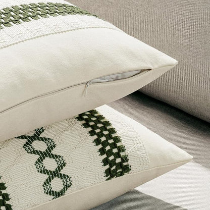 MIULEE Set of 2 Moss Green Boho Decorative Pillow Covers 18x18 Inch | Farmhouse - Image 5