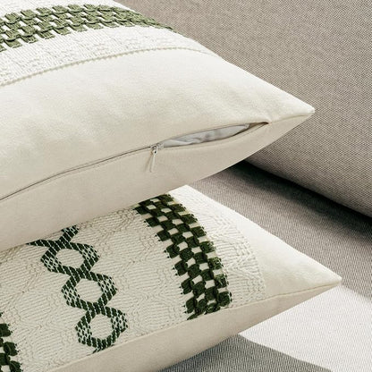 MIULEE Set of 2 Moss Green Boho Decorative Pillow Covers 20x20 Inch | Farmhouse - Image 5