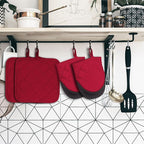 Oven Mitts and Pot Holders Set, Pack of 4, Heat Resistant Silicone Kitchen Mini Oven Mittens for 500 Degrees, Mini Oven Gloves and Hot Pads for Baking Grilling Barbecue Microwave Machine Washable
