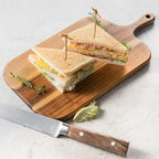 Serving Board, Acacia Wood Cutting Board with Handle Wooden Cheese Board Charcuterie Boards Wood Board for Food Bread Fruit 15x7.5x0.6 Inch