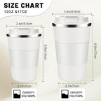 Insulated Coffee Tumblers with Flip Lid 12oz / 17oz, Stainless Steel Travel Coffee Mug Leak Proof, Vacuum Insulated Coffee Mug Reusable Cup, Keeps Cold and Hot for Coffee Tea