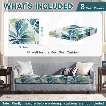 CALBODE 8 Pcs Stretch Outdoor Seat Cushion Covers, Washable Reusable, - Image 2