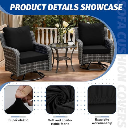 4Pcs Patio Cushion Covers, Outdoor Stretch Cushion Covers, Washable | Stretch - Image 3