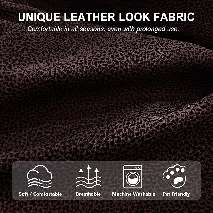 ANARACHON Leather Look Recliner Chair Covers, 4-Pieces Stretch Recliner Cover - Image 3