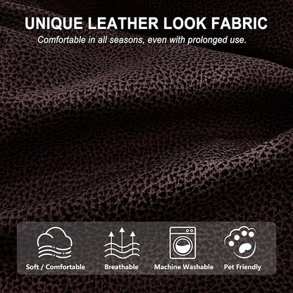 ANARACHON Leather Look Recliner Chair Covers, 4-Pieces Stretch Recliner Cover - Image 5