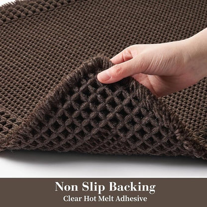 RESARE Waffle Bathroom Runner Rugs, Non Slip Boho Bath Mat 24x72 Dark Brown | - Image 4