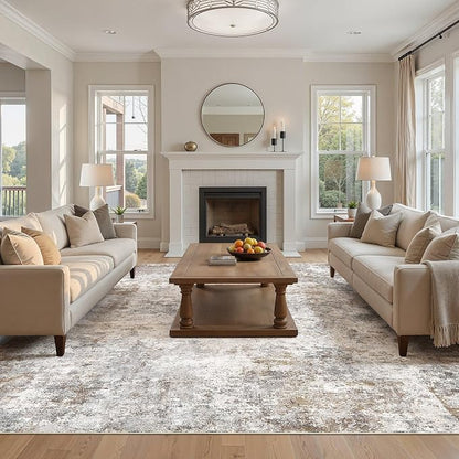 UERMEI Square Area Rugs : Washable 10x10 Neutral Modern Abstract Carpet - Image 7