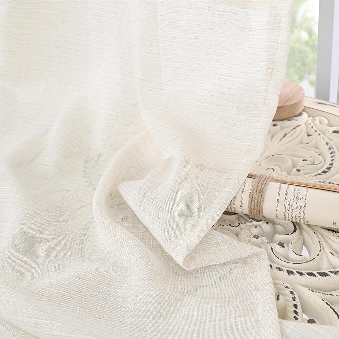 BGment 42X45 Inch Length Linen Semi Sheer Curtains - Image 7