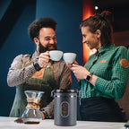 1500ML Airtight Coffee Canister with Date Tracker&Transparent Window, 18OZ Coffe Beans Storage with 30ML Measure Spoon&4 co2 Valve, Coffee Container for Grounds Coffee, Beans, Tea, Sugar, Flour(Gray)