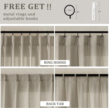 Extra Long 102 Inch Curtains 100 Inches Wide Linen Pinch Pleat Drape | - Image 8