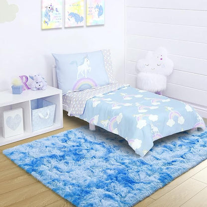 5x7 Tie-Dyed Blue Fluffy Soft Area Rug Non-Slip - Image 3