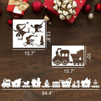 Christmas Stencils for Window Glass Large Christmas Stencil Reusable Winter Forest House Village Holiday Drawing Templates for Painting on Window Wall Doormat Glass Wood