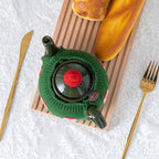 Tea Cozy Suitable for a 600ml,20oz Tea Pot,Teapot Warmer -100% Acrylic Fibers Filling,Two Piece (Green Snow Man)