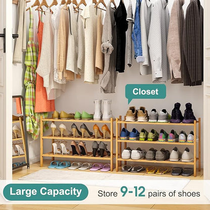 viewcare 3-Tier Free Standing Shoe Racks, Bamboo Wood Shoe Rack - Image 4