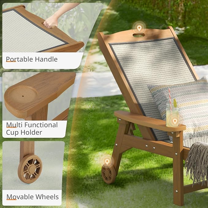 LUE BONA Chaise Lounge Chair Outdoor Set of 2, HDPS and HDPE Wicker Material - Image 6