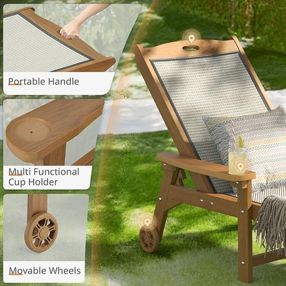 LUE BONA Chaise Lounge Chair Outdoor Set of 4, HDPS and HDPE Wicker Material - Image 6