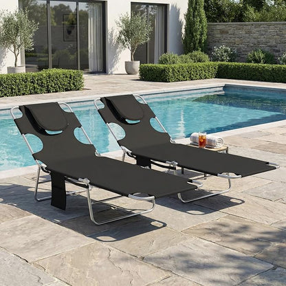 Outsunny Chaise Lounge Chair Outdoor Set of 2 - Image 9