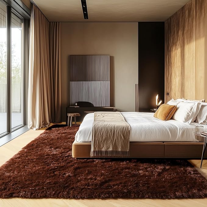 Brown Area Rugs for Bedroom Living Room, Fluffy 4x6 Indoor Bedside Floor Throw - Image 4