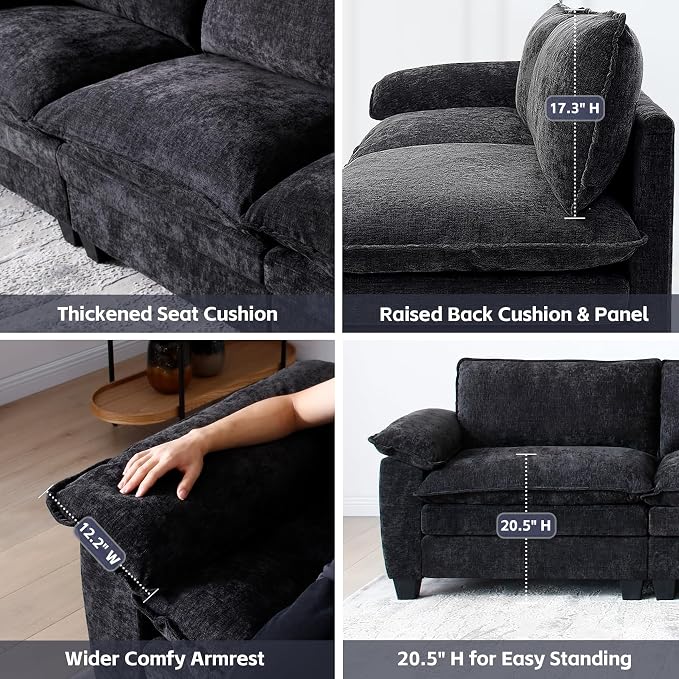 mestyl Oversized Chaise Lounge Chair Indoor, Modular Loveseat Sectional Sofa - Image 5