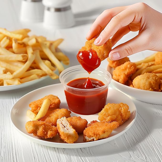 TashiBox 200 Sets - 4 oz Portion Cups With Lids, Small Plastic Containers, Airtight and Stackable Souffle Cups for Jello Shots, Sauce, Condiments, Lunch, Party, Trips (Pack of 2)