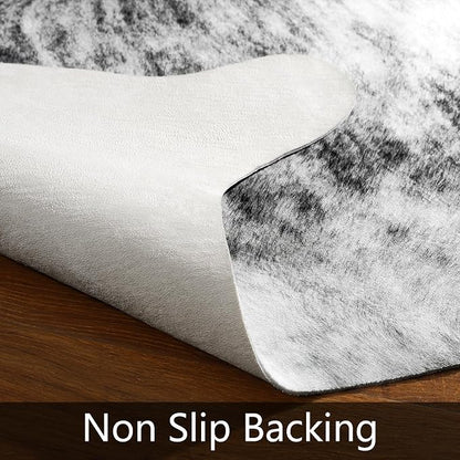 Western Faux Cowhide Rug, Animal Cow Hide Rug, 6.2 x 5.2 Ft Black | Premium - Image 4
