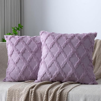 Set of 2 Soft Moroccan Throw Pillow Covers 18x18 Inch Plush Boho Decorative by Cozoomy