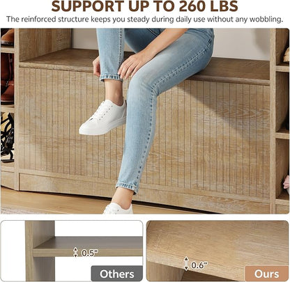 Shoe Cabinet with Bench, U-Shaped Shoe Storage Bench, Tall Shoes Cabinet with - Image 5