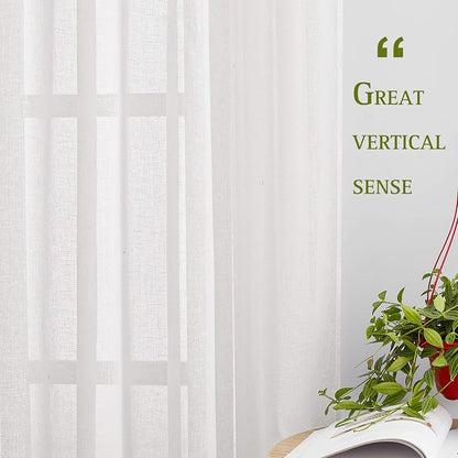 NICETOWN White Semi Sheer Cafe Curtains 24 inch Long, Grommet Linen Blend - Image 5