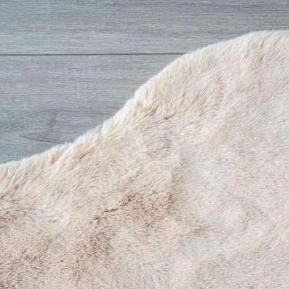 ORINOVA Light Brown Beige Plush Faux Rabbit Shaggy Fur Area Rugs - Image 7