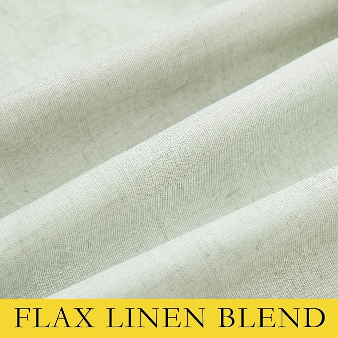 NICETOWN Sage Green 100% Blackout Linen Texture Curtains 90 inches Long 2 Panels - Image 8