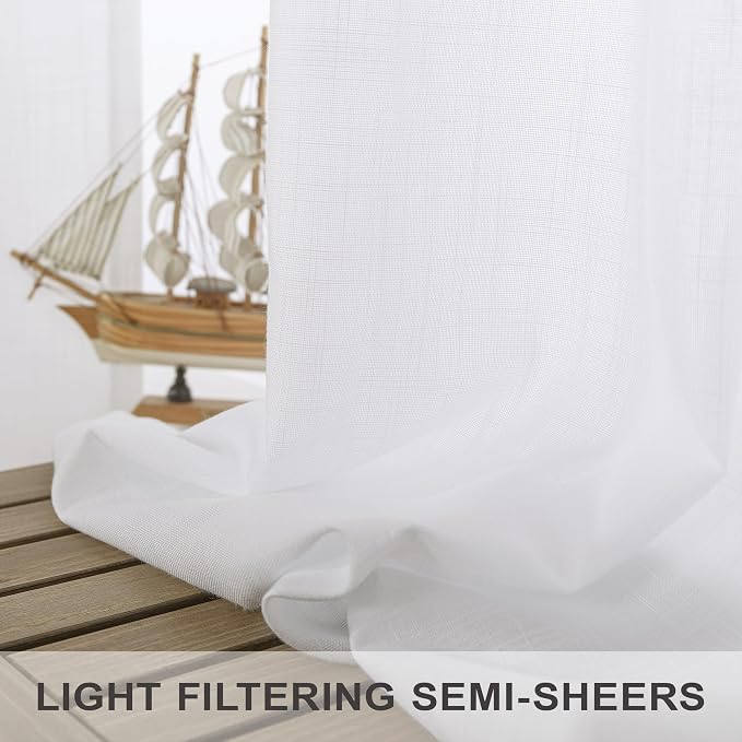 Pitalk White Semi Sheer Curtains 36 Inch Wide - Image 4