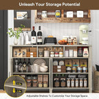 Buffet Cabinet with Storage Farmhouse with 4 Doors, 55'' Large Kitchen Storage Cabinet Wood Coffee Bar Buffet Sideboard for Kitchen, Dining Room, Entryway
