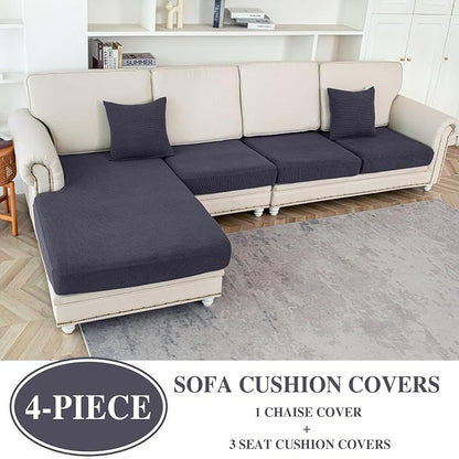 LA MEACK Couch Cushion Covers for Sectional Sofa L Shape Washable Separate Seat - Image 2