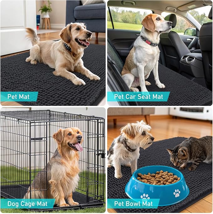 OLANLY Dog Door Mat for Muddy Paws 44x32, Super Absorbent Chenille Mud Mat | - Image 7