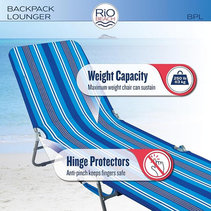 Rio Beach Portable Lay Flat Folding Backpack Beach Lounge Chair - Image 4