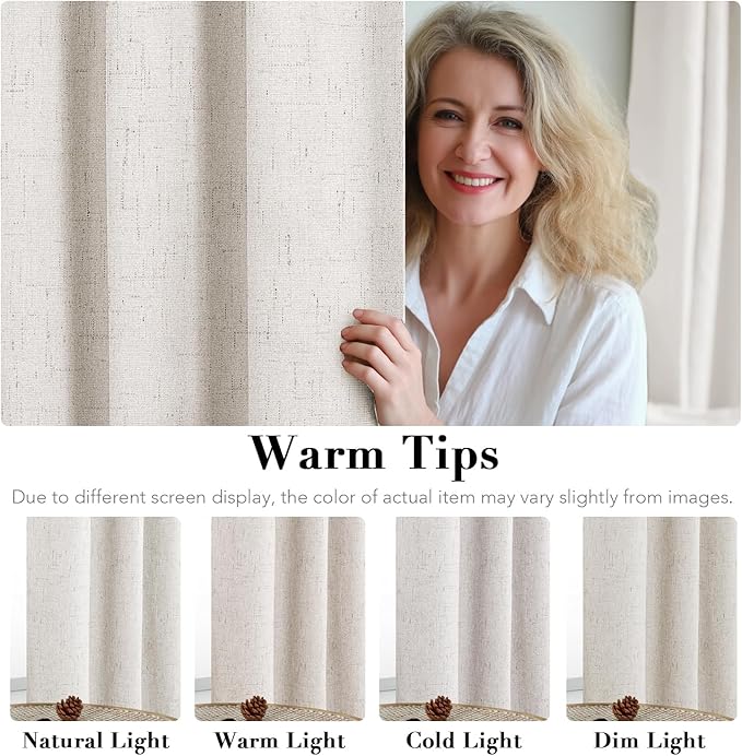 H.VERSAILTEX 100% Blackout Curtains Linen Textured Blackout Curtains - Image 5