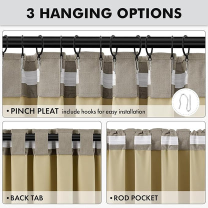MIULEE 100% Blackout Linen Curtains 42 x 90 Inch Faux Linen 2 Panels | Thermal - Image 5