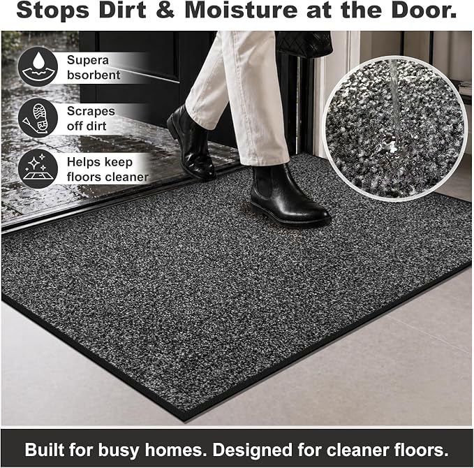 Super Absorbent Front Door Mat, Non-Slip Washable Indoor Doormats, Low Profile - Image 3