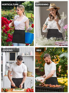 Syntus 1 Pack Server Aprons with 3 Pockets, Waterdrop Resistant Waitress Waiter Waist Apron, 11.5-inch Black