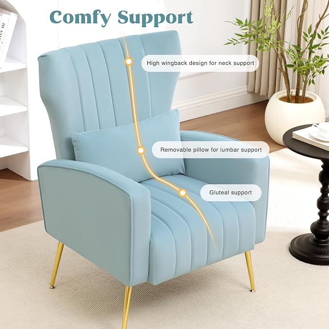 Modern Accent Chair Upholstered Living Room Chair, High Back Arm Chair - Image 6