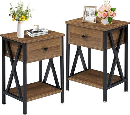 VECELO Nightstands Set of 2, Modern Bedside End Tables, Night Stands by VECELO
