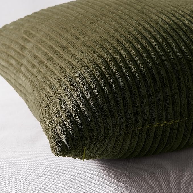 Topfinel Corduroy Throw Pillow Covers Pack of 2 Gray 16"x16" No Insert - Image 3