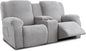 Recliner Loveseat Covers with Console, Stretch Geometric Strokes Jacquard by Unknown