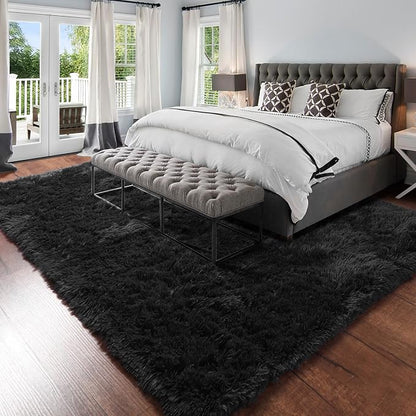 Amdrebio Black Shag Kids Area Rug 5x8 - Image 3