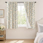 Blackout Vintage Floral Linen Curtains Blue on Beige 50×63 2 Panels | Elisa by Lazzzy