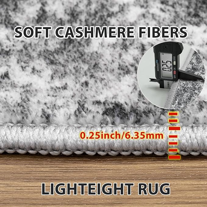 6x9 Area Rugs for Living Room Washable Bedroom Dining Room Black Grey | Modern - Image 6