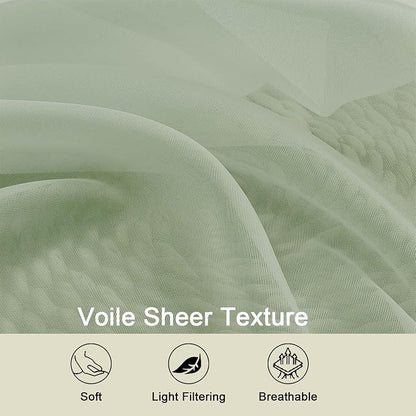 Extra Long Sage Green Sheer Curtains - Image 4